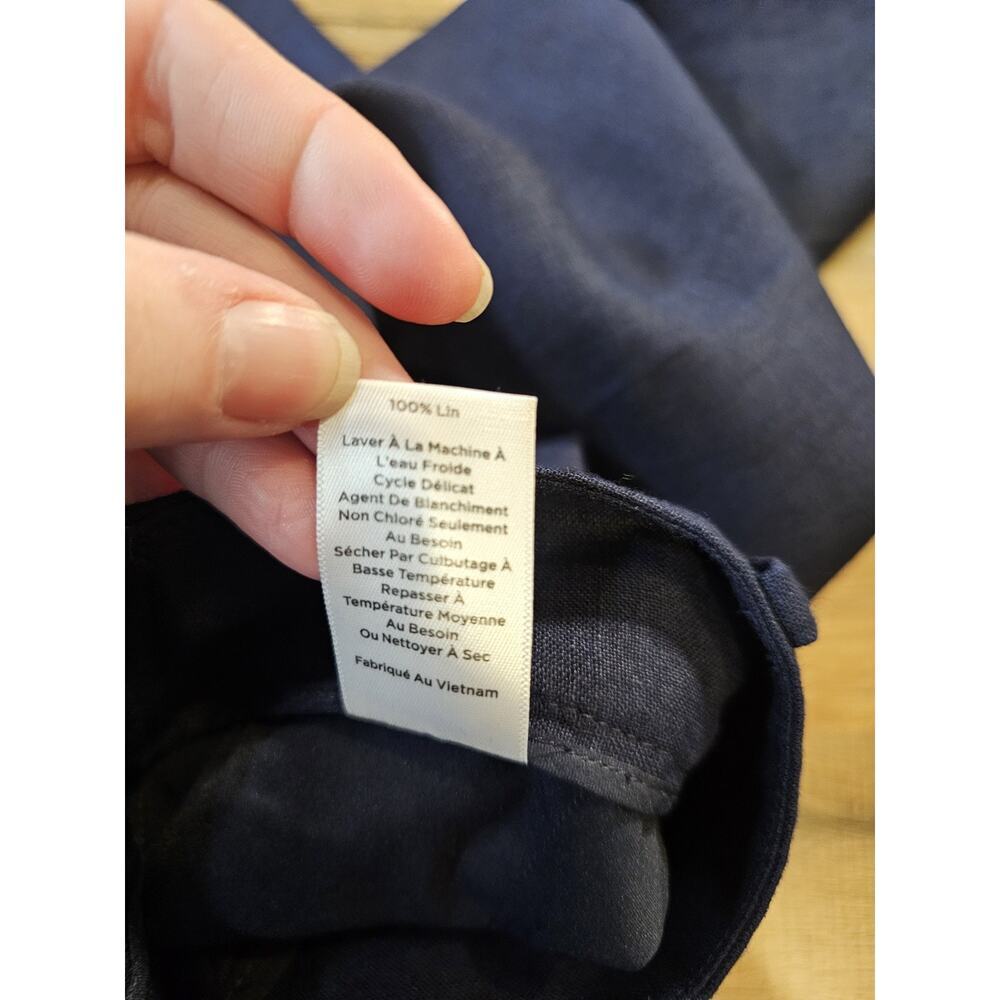 Talbots Bristol Crop Leg 100% Linen Pants Women’s Size 6P Navy High Rise - Picture 7 of 11
